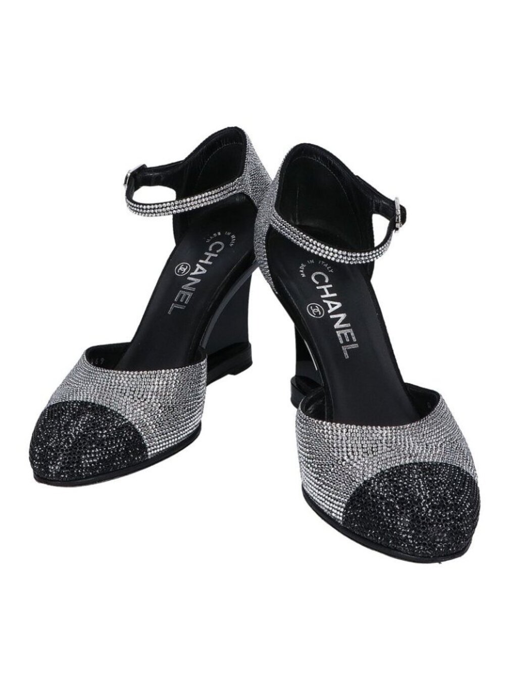 Chanel CC Logo Line Stone Heel Sandals 37c - Picture 1 of 7